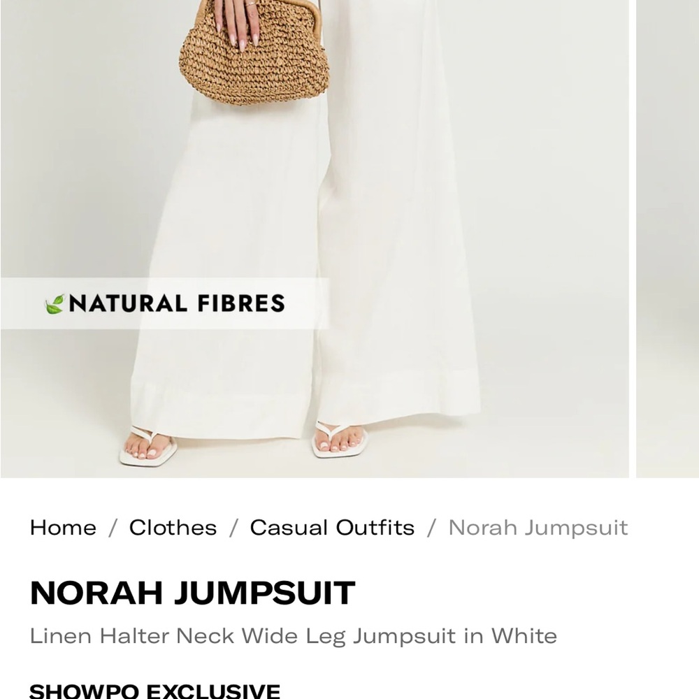 Showpo. Norah Linen Jumpsuit in Cream